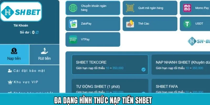 Các hình thức nạp tiền Shbet nên nắm rõ